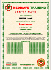 MEDISAFE TRAINING sample certificate